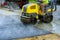 Asphalting construction works with commercial repair equipment road crews