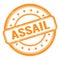 ASSAIL text on orange grungy vintage round stamp