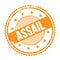 ASSAIL text written on orange grungy round stamp