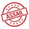 ASSAIL text written on red vintage stamp