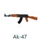 Assault automatic black rifle ak47, military gun on white