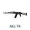 Assault automatic black rifle AK74, military gun on white background isolated vector illustration, weapon with bullets