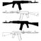 Assault Rifle Vector. Automatic Gunfire rifle with silhouette included.