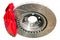 Assembled auto disc brakes red caliper with pads
