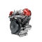 Assembled V2 engine of large powerful motorbike isolated