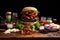 assembling burger: layers of ingredients