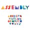 Assembly colorful gradient overlapping transparent shapes font