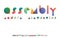 Assembly colorful gradient overlapping transparent shapes font