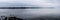 Assens to Thoroe Thoroehuse panorama on a quiet foggy day in Denmark