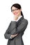 Assertive elegant businesswoman wearing glasses