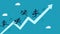 Assessment of staff scores. Career growth. Businessman employee running up the performance graph