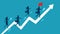 Assessment of staff scores. Career growth. Businessman employee walking up the performance graph