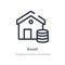 asset outline icon. isolated line vector illustration from cryptocurrency economy collection. editable thin stroke asset icon on