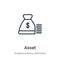 Asset outline vector icon. Thin line black asset icon, flat vector simple element illustration from editable cryptocurrency