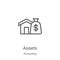 assets icon vector from accounting collection. Thin line assets outline icon vector illustration. Linear symbol for use on web and