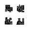 Assets management black glyph icons set on white space