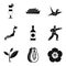 Assimilation in asia icons set, simple style
