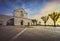 Assisi, Santa Chiara Basilica church at sunset. Umbria, Italy