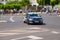 Assistance vehicles of the cyclists of the different teams during the cycling tour of Spain.