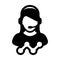 Assistant icon vector female data support customer service person profile avatar with headphone and line graph for online Chat