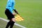 Assistant referee signaling with the flag