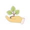 Associations and symbols Sustainability. Symbols of nature: hand with a leaf. Icons for applications and sites on the