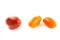 Assort of different shape and color of tomatoes isolated on white background with clipping path