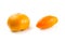 Assort of different shape of yellow tomatoes isolated on white background with clipping path