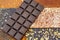 assorted artisanal chocolate bars background