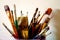 Assorted artist paint brushes for fine art painting