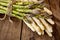 Assorted asparagus bundle with white and green sparrowgrass