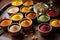 assorted ayurvedic powders in small ceramic pots