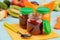 Assorted baby food and ingredients