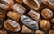 Assorted bakery products including loaves of bread and rolls