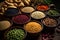 Assorted beans and seeds displayed on a charming wooden tabletop