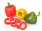 Assorted bell peppers on a white background