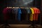 Assorted Bright T-Shirts Hanging on Rack - Fashion Store or Wardrobe Organization