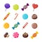 Assorted Candies Decorative Flat Icons Set