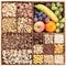 Assorted cereals in wooden box