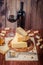 Assorted Cheese Plate with Red Wine, Nuts and Honey