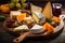 assorted cheeses on rustic wooden board