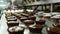 Assorted chocolate cupcakes in factory setting