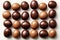 Assorted chocolates, luxury chocolate bonbons, top view, close-up. Food Background.