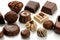 assorted chocolates, white background, Generative AI