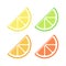 Assorted colored citrus fruit quarter slice simple vector icon logo illustration design set.