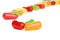 Assorted colorful candy in a line