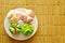 Assorted colorful cotton wool cake in paper cup on dish