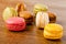 Assorted colorful french macarons