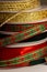 Assorted colorful holiday fabric ribbons