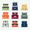 Assorted colorful organizer and decoration boxes set